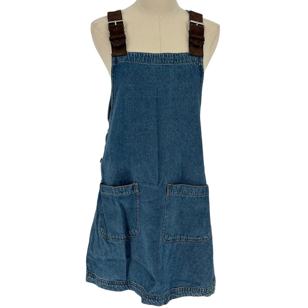 Vintage J.L.N.Y. Denim Pinafore Dress Blue‎ Buckle Straps 100% Cotton Small